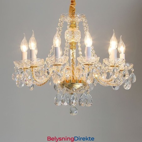 Gjennomsiktig Krystalllysekrone Europeisk Gullfarget Luksuriøs Dekorativ Taklampe