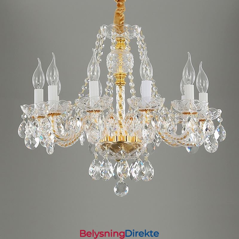 Gjennomsiktig Krystalllysekrone Europeisk Gullfarget Luksuriøs Dekorativ Taklampe