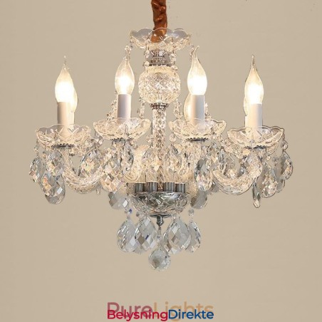 Europeisk Klar Krystalllysekrone I Glass Med 8 Lys
