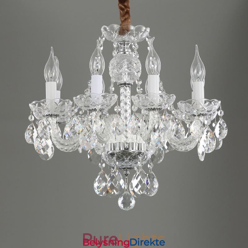 Europeisk Klar Krystalllysekrone I Glass Med 8 Lys
