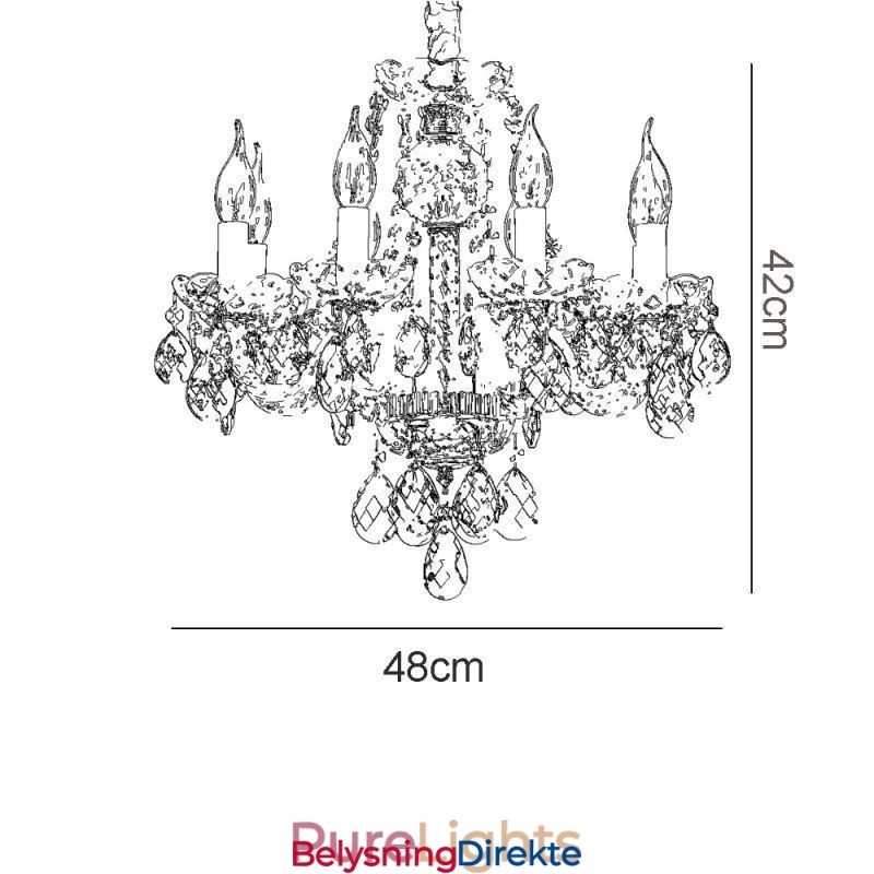 Europeisk Klar Krystalllysekrone I Glass Med 8 Lys