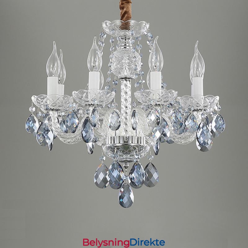 Europeisk Blå Krystalllysekrone I Glass Med 8 Lys