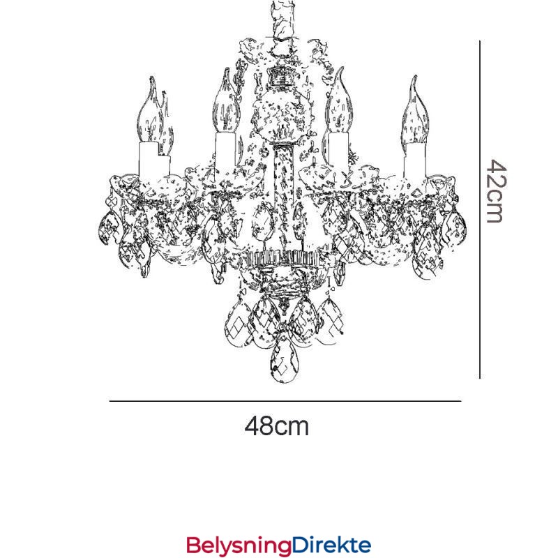 Europeisk Blå Krystalllysekrone I Glass Med 8 Lys