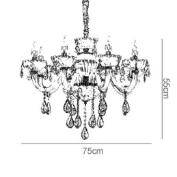 Iøynefallende Krystalllysekrone I Europeisk Konjakkfarget Taklampe Med Glasshus, 8 Lys