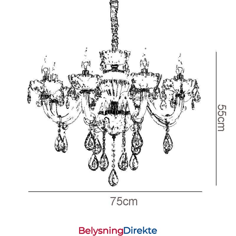 Iøynefallende Krystalllysekrone I Europeisk Konjakkfarget Taklampe Med Glasshus, 8 Lys