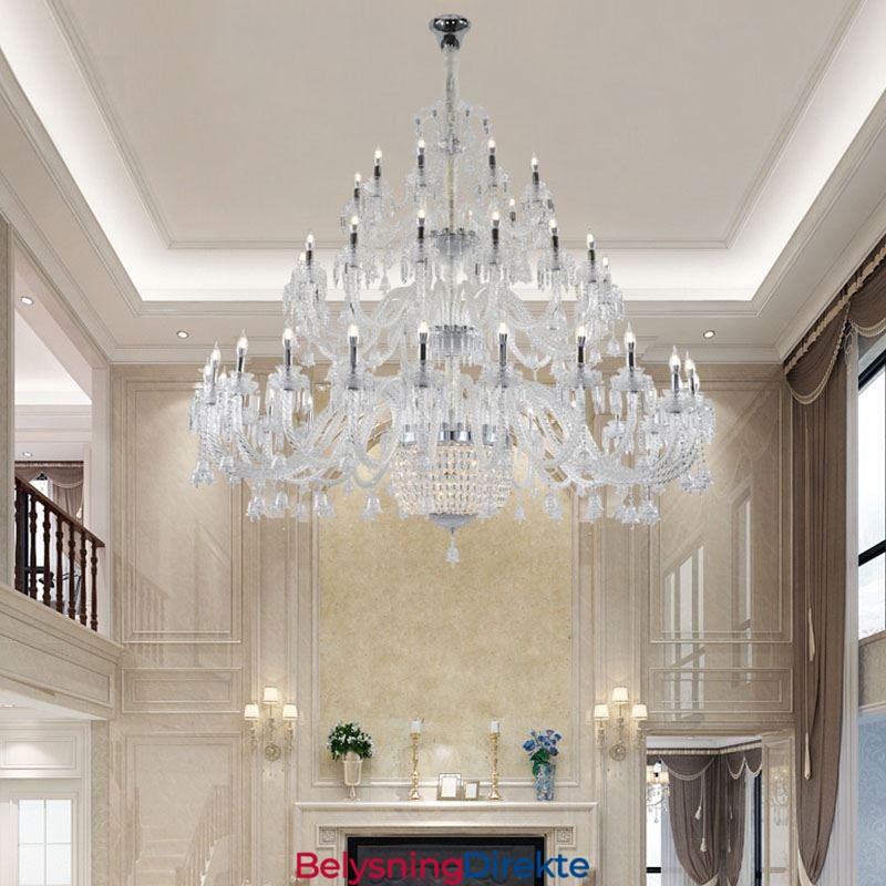 Europeisk Krystalllysekrone Dekorasjonstaklampe Med 50 Lys