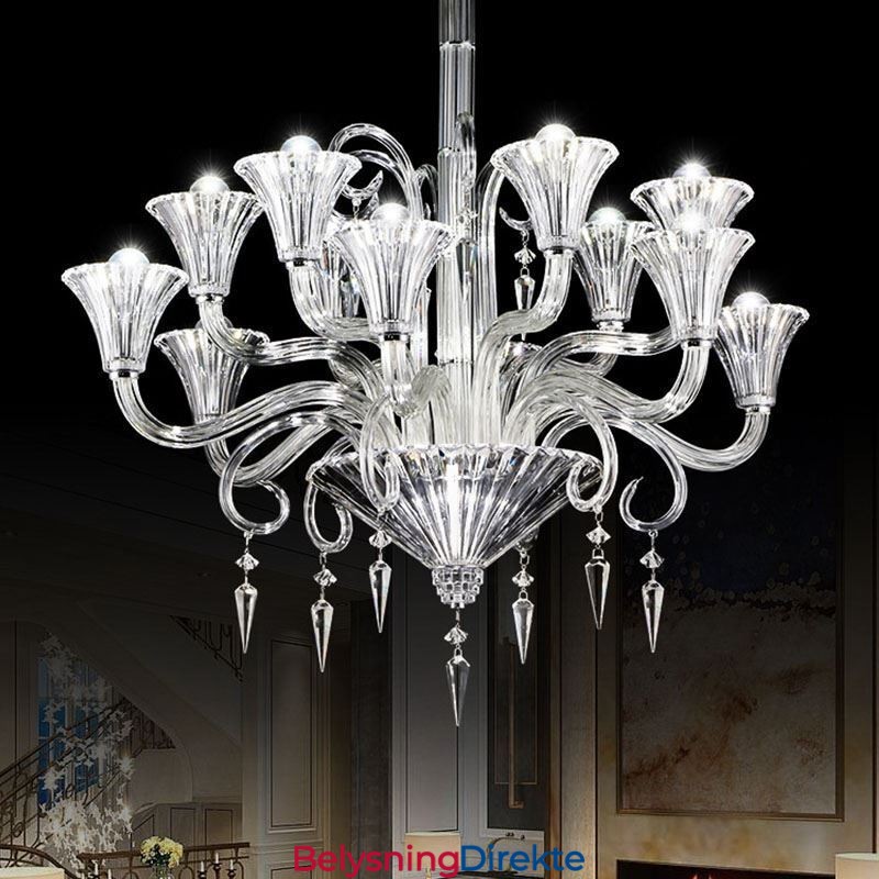Europeisk Krystalllysekrone Dekorasjonstaklampe Med 12 Lys
