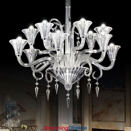 Europeisk Krystalllysekrone Dekorasjonstaklampe Med 12 Lys