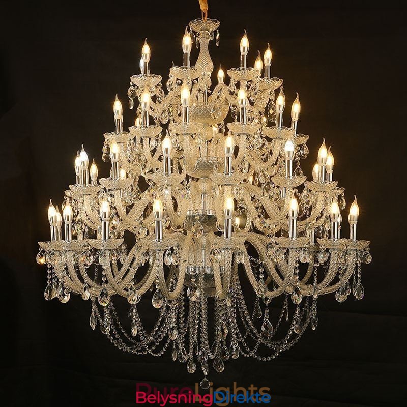 Europeisk Krystalllysekrone I Taklampe Med 53 Lys