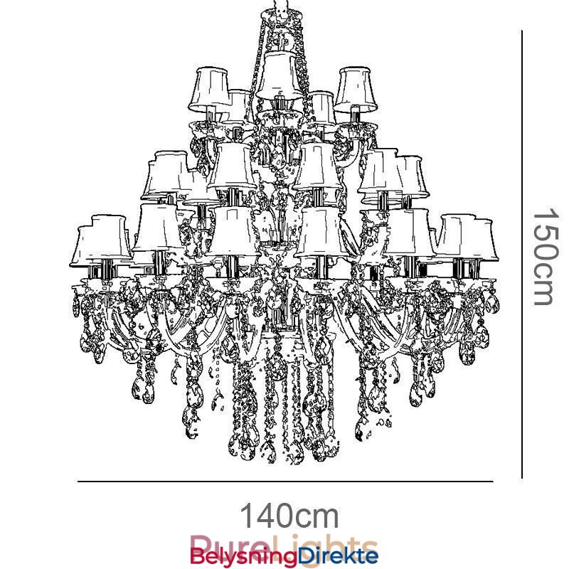 Europeisk Krystalllysekrone Med 32 Lys I Taklampe