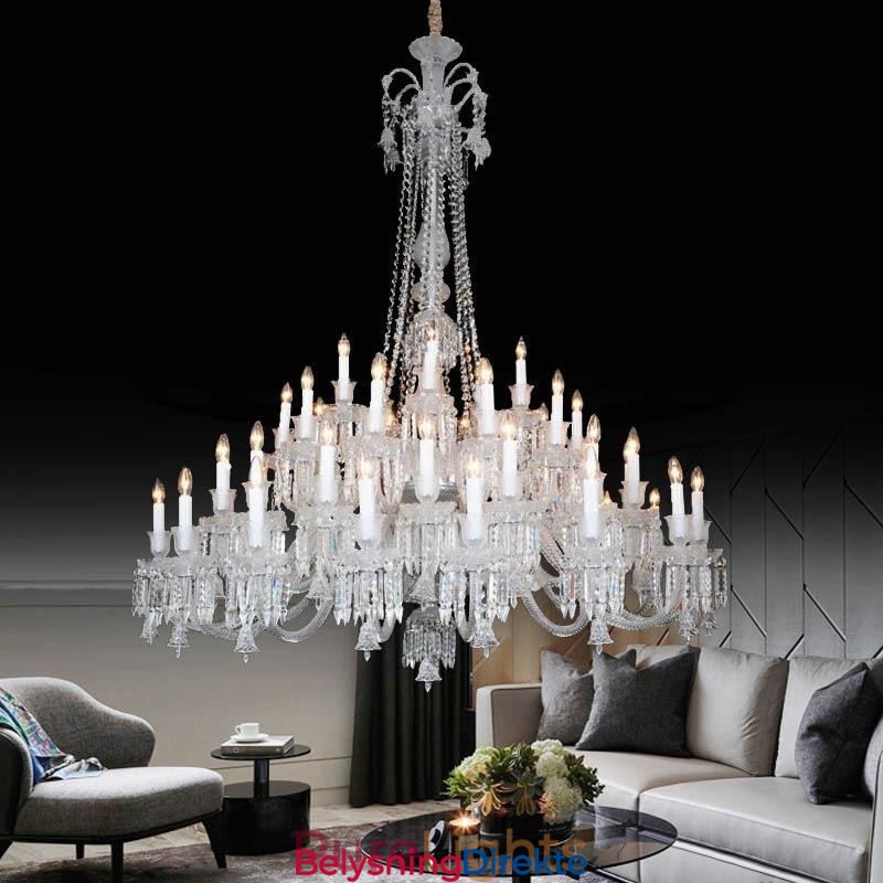 Europeisk Krystalllysekrone I Taklampe Med 48 Lys