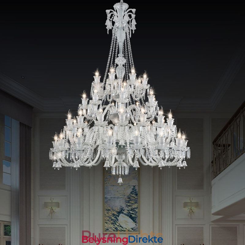 Europeisk Krystalllysekrone I Taklampe Med 48 Lys