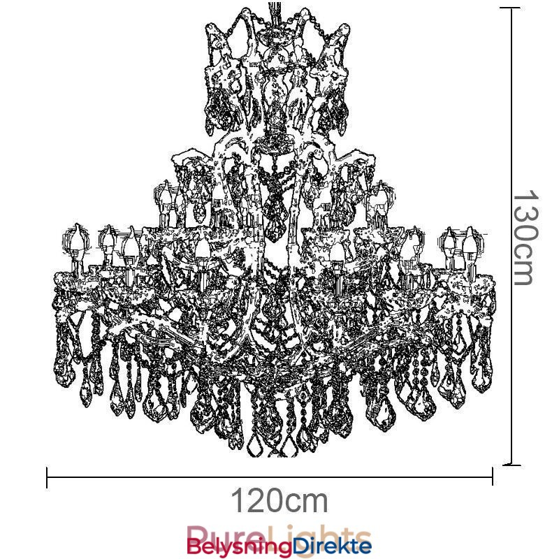 Europeisk Krystalllysekrone I Tak Med 24 Lys