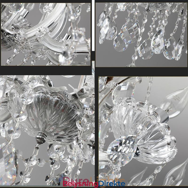 Europeisk Krystalllysekrone I Tak Med 24 Lys