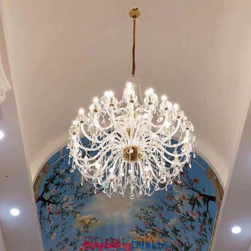 Europeisk Krystalllysekrone Med 32 Lys Luksuriøs Dekorasjonstaklampe