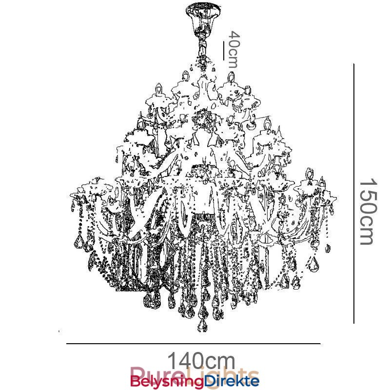 Europeisk Krystalllysekrone Med 32 Lys Luksuriøs Dekorasjonstaklampe