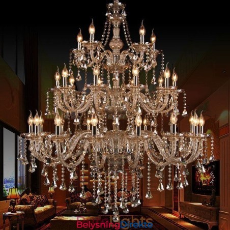 Europeisk Krystalllysekrone Med 30 Lyspærer, Dekorativ Taklampe