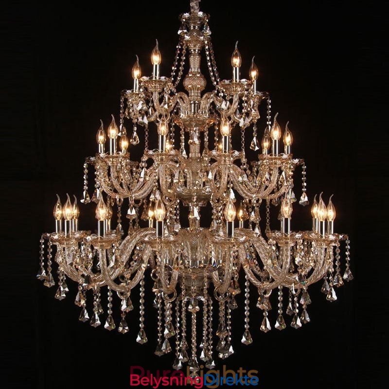 Europeisk Krystalllysekrone Med 30 Lyspærer, Dekorativ Taklampe