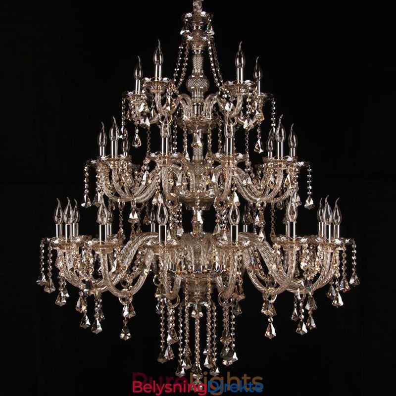 Europeisk Krystalllysekrone Med 30 Lyspærer, Dekorativ Taklampe