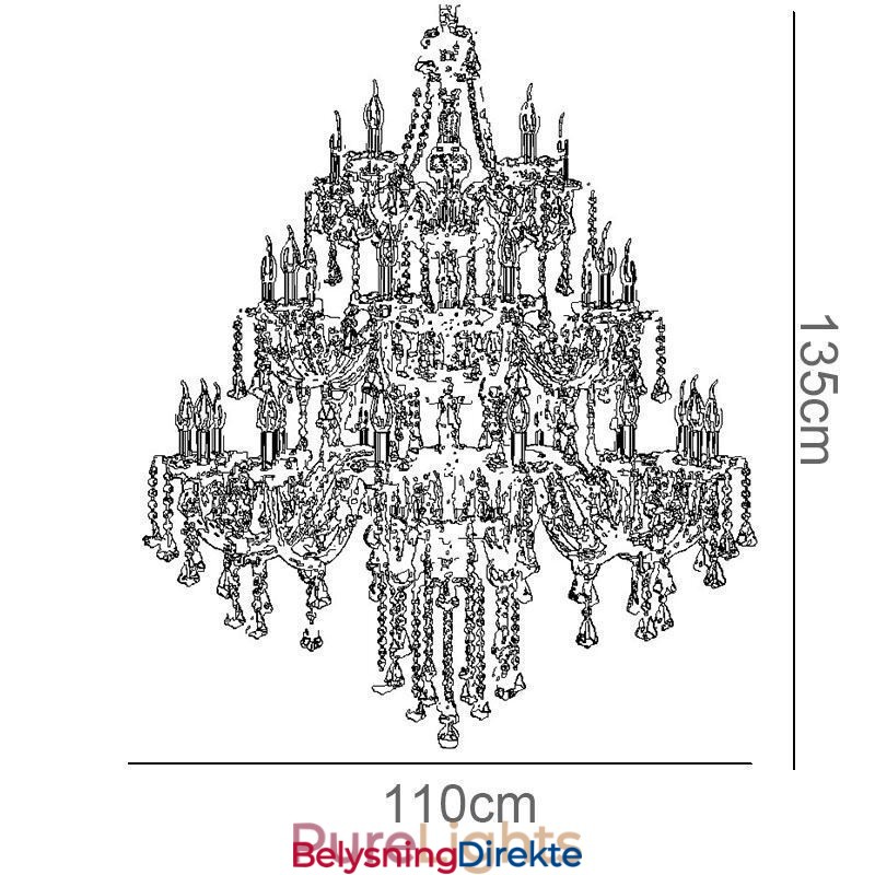 Europeisk Krystalllysekrone Med 30 Lyspærer, Dekorativ Taklampe