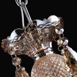 Krystalllysekrone I Konjakkfarget Taklampe Med 35 Lys