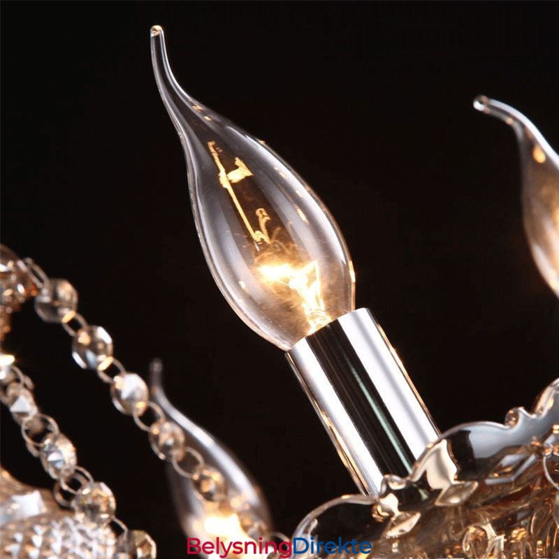 Krystalllysekrone I Konjakkfarget Taklampe Med 35 Lys