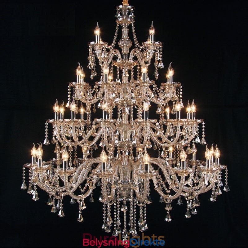 Europeisk Krystalllysekrone I Konjakkfarget Taklampe Med 40 Lys