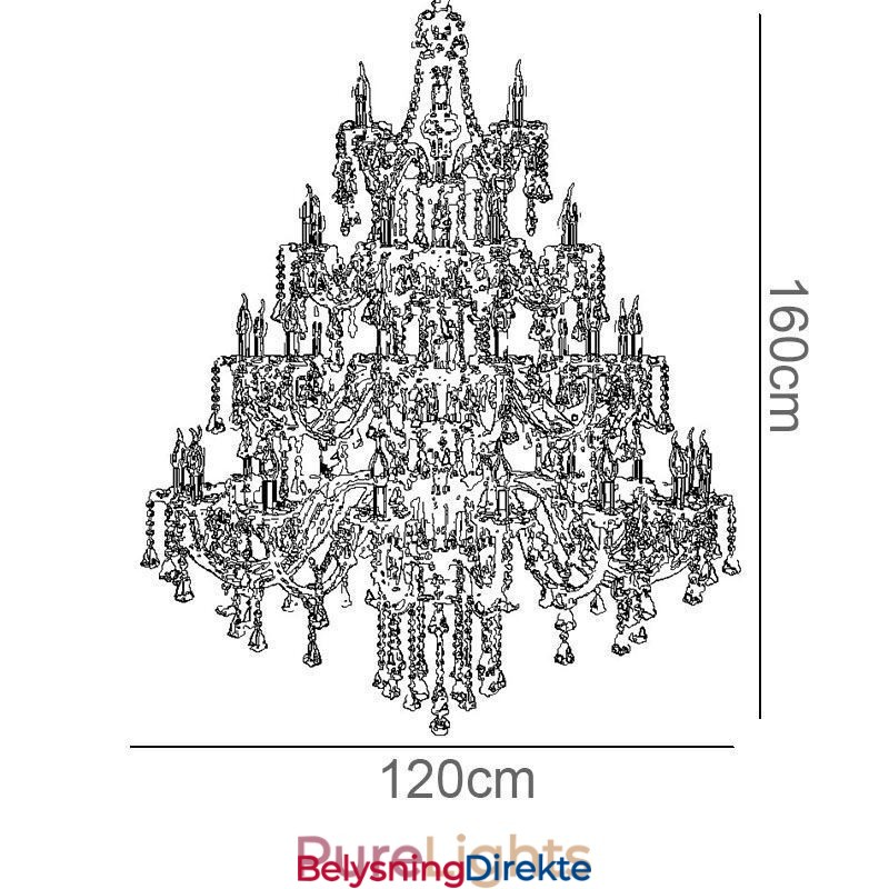 Europeisk Krystalllysekrone I Konjakkfarget Taklampe Med 40 Lys