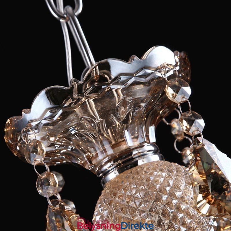 Europeisk Krystalllysekrone I Konjakkfarget Taklampe Med 40 Lys