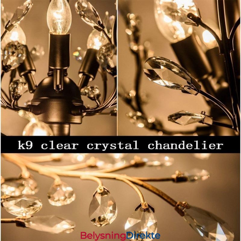 Svart Retro Lysekrone I Krystalltaklampe