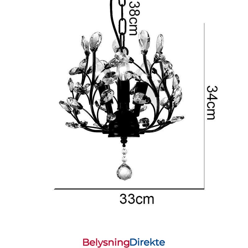 Svart Retro Lysekrone I Krystalltaklampe