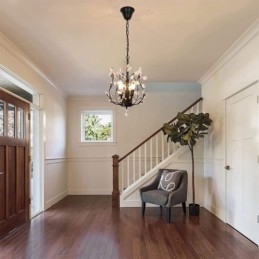 Svart Retro Lysekrone I Krystalltaklampe