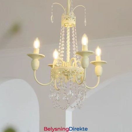 Nordisk Krystalllysekrone Malt Håndverkskrem Taklampe