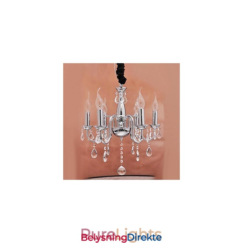 6-Lys Krystall Hengende Lys I Stearinlysfunksjon