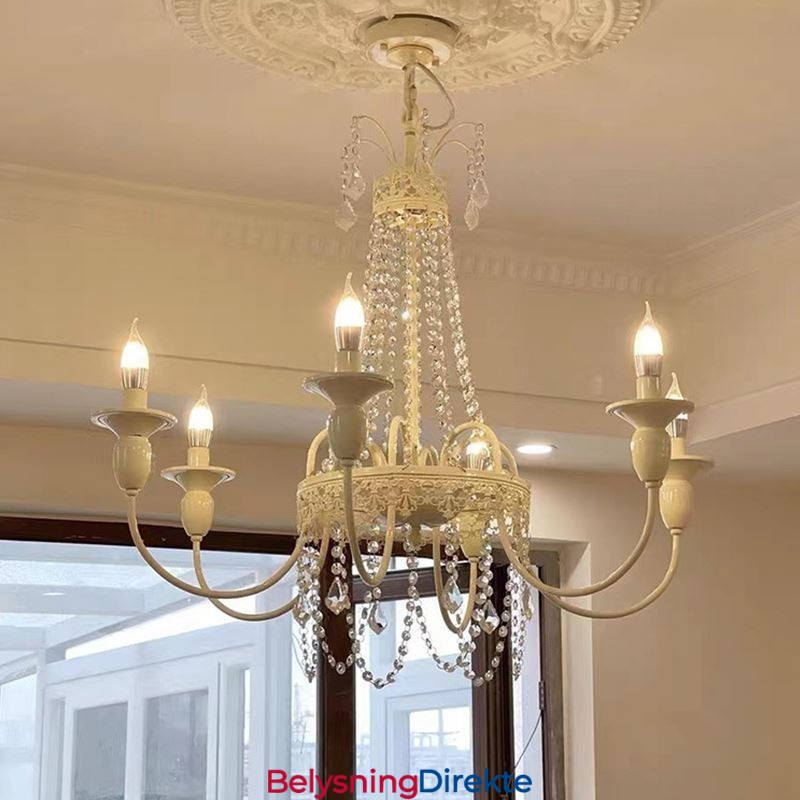 Nordisk Krystalllysekrone Malt Håndverkskrem Taklampe