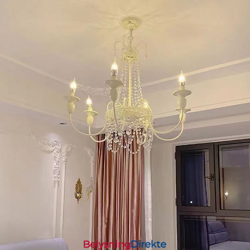 Nordisk Krystalllysekrone Malt Håndverkskrem Taklampe