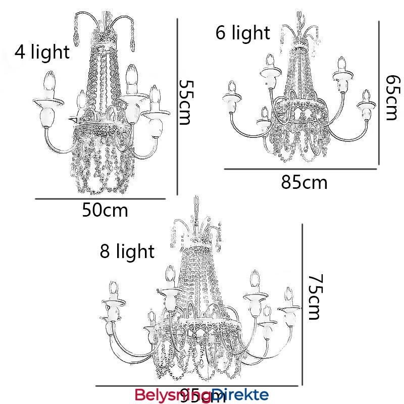 Nordisk Krystalllysekrone Malt Håndverkskrem Taklampe
