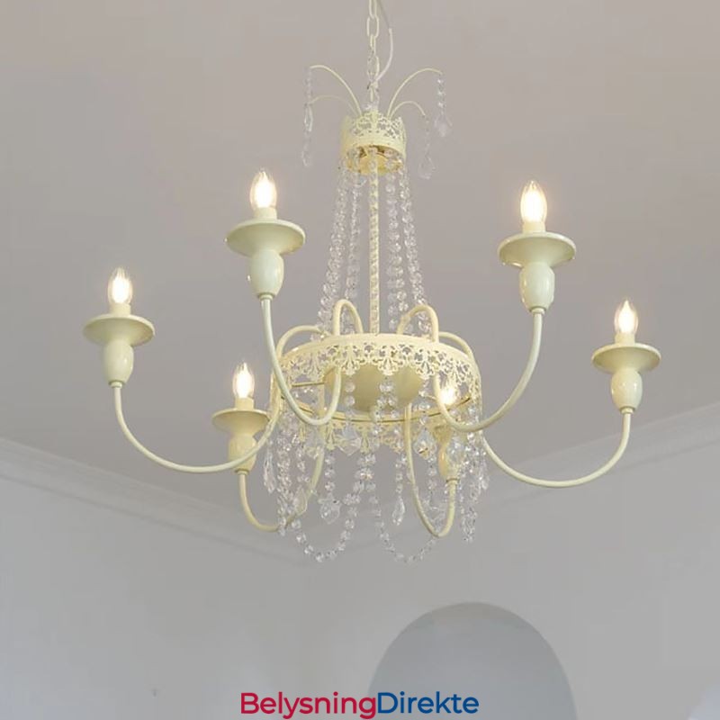 Nordisk Krystalllysekrone Malt Håndverkskrem Taklampe