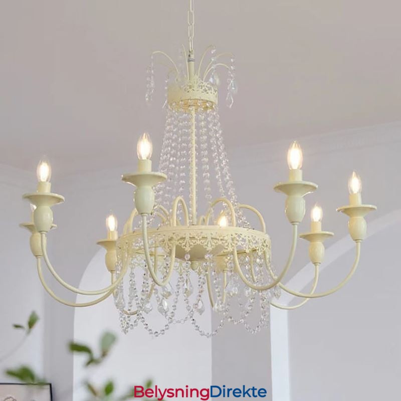 Nordisk Krystalllysekrone Malt Håndverkskrem Taklampe