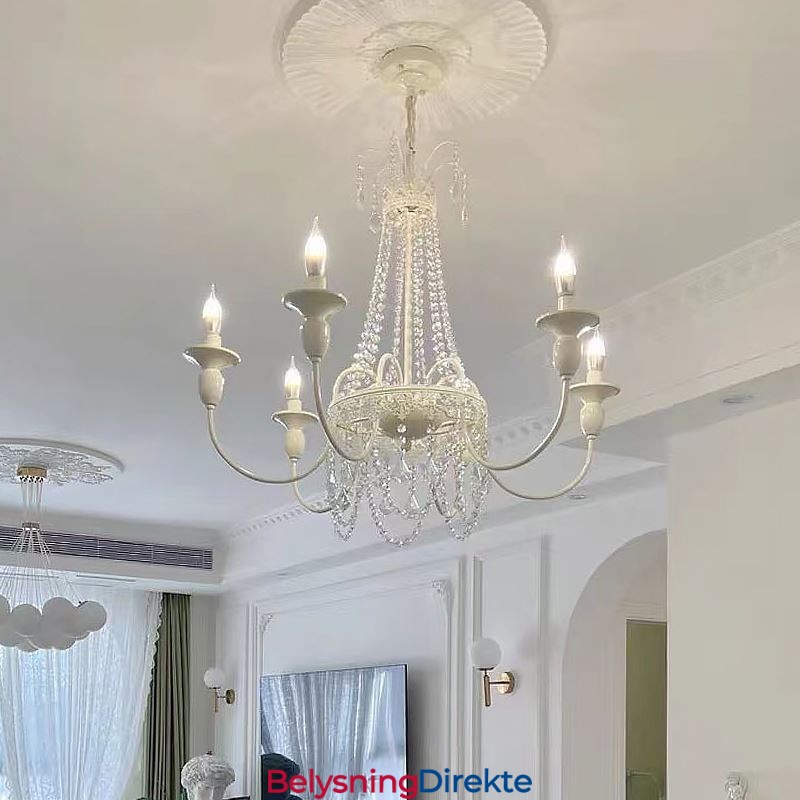 Nordisk Krystalllysekrone Malt Håndverkskrem Taklampe
