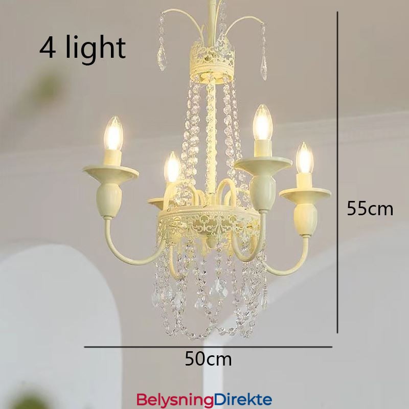 Nordisk Krystalllysekrone Malt Håndverkskrem Taklampe