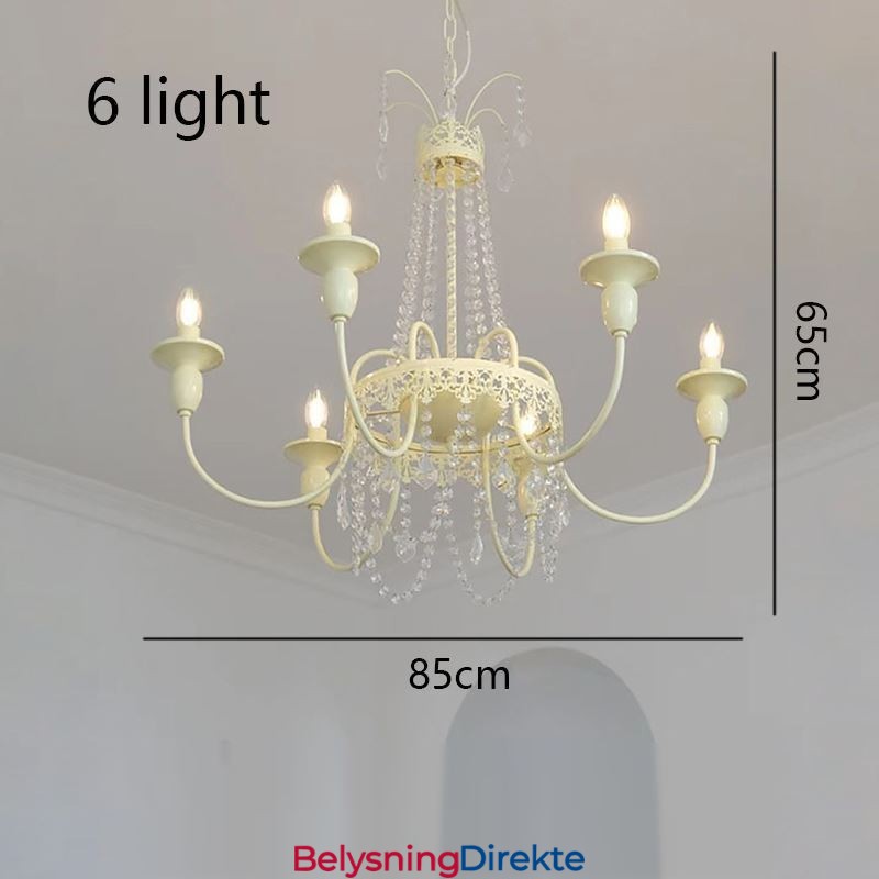 Nordisk Krystalllysekrone Malt Håndverkskrem Taklampe