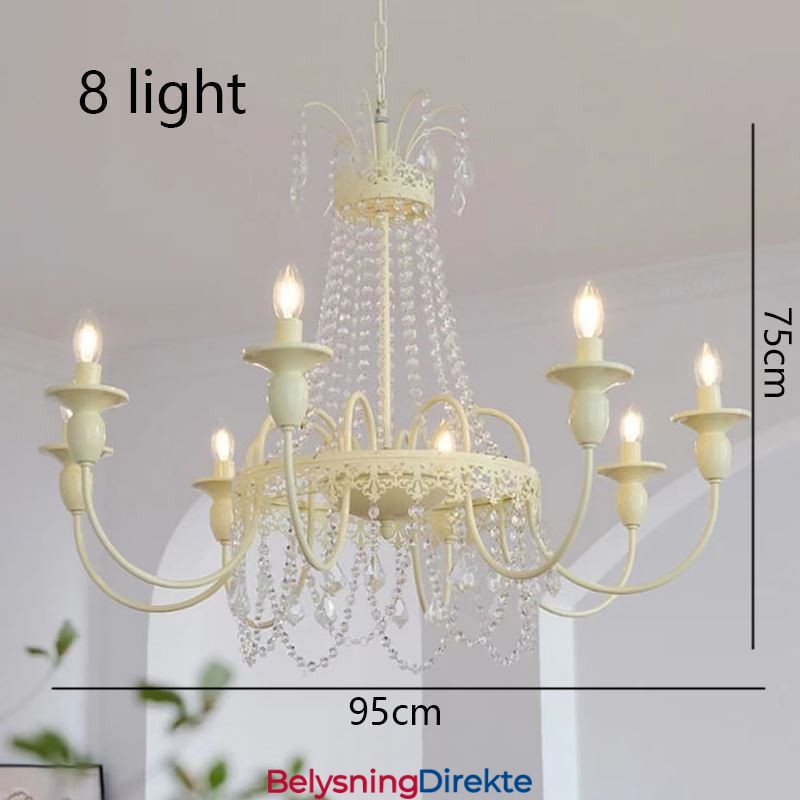 Nordisk Krystalllysekrone Malt Håndverkskrem Taklampe