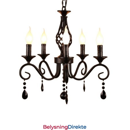Rustikk Smijernslysekrone Med 5 Lys