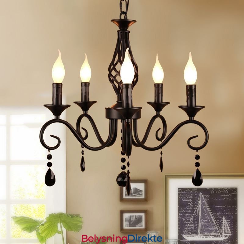 Rustikk Smijernslysekrone Med 5 Lys