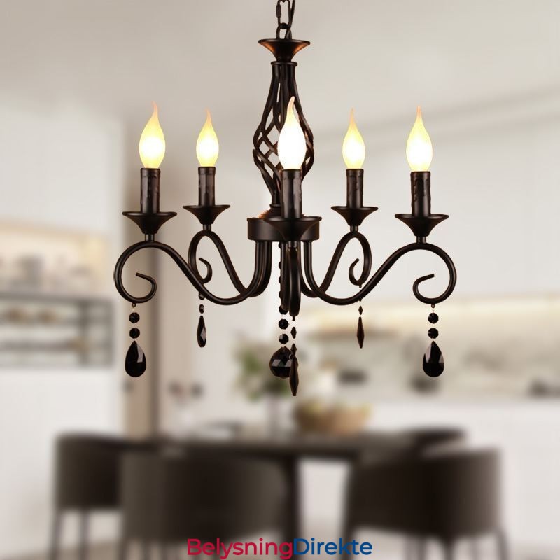 Rustikk Smijernslysekrone Med 5 Lys