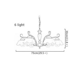 Nordisk Jernanhengslampe Blomsterformet Glasslampeskjerm Lysekrone