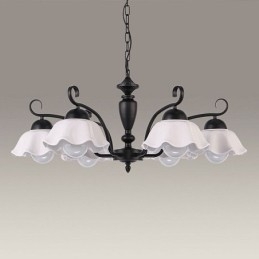 Nordisk Jernanhengslampe Blomsterformet Glasslampeskjerm Lysekrone