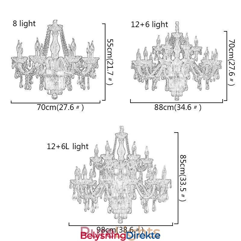 Stor Krystalllysekrone Europeisk Klassisk Anhengslampe