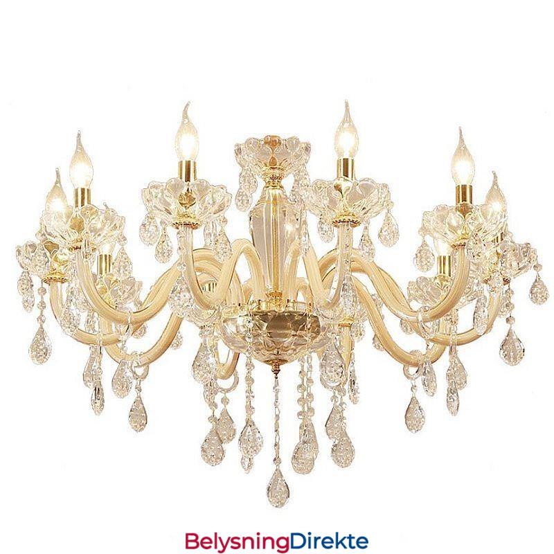 Elegant Krystalllysekrone I Europeisk Stil Med Glassanhengslampe